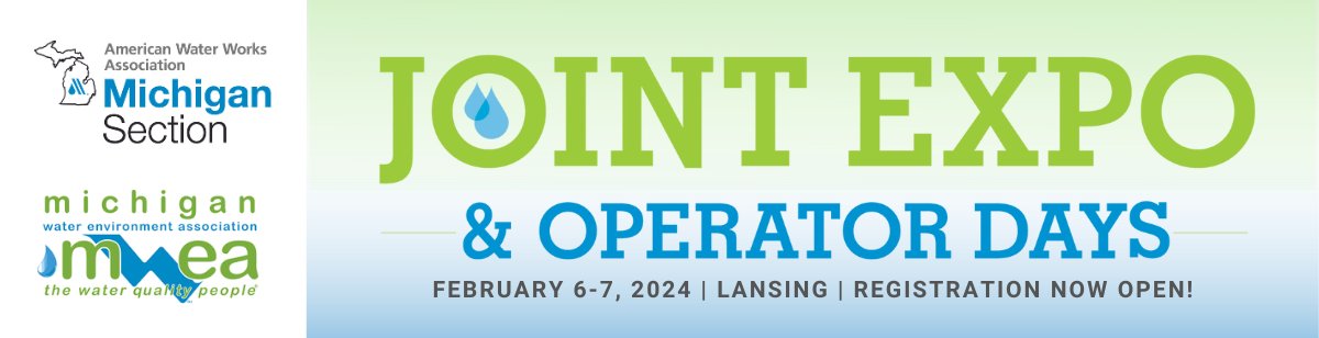 The 2024 Joint Expo & Operator Days agenda is almost final, but topics are ready, and registration is open! MWEA and MI-AWWA look forward to seeing you at the Lansing Center on February 6th and 7th! More info and a link to register at jointexpo.org