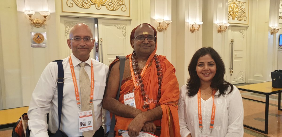 thebritishhindu's tweet photo. Two heroes in one frame ! The repository of Sanatani Vidya, peerless scholar @SWAMIBUDDHATMA1 ji from #ArshaVidya and @swati_gs ji, courage and commitment to satya and nyaya embodied. @DharmaRising indeed! #WHC2023 https://t.co/ulqPWEpXAA