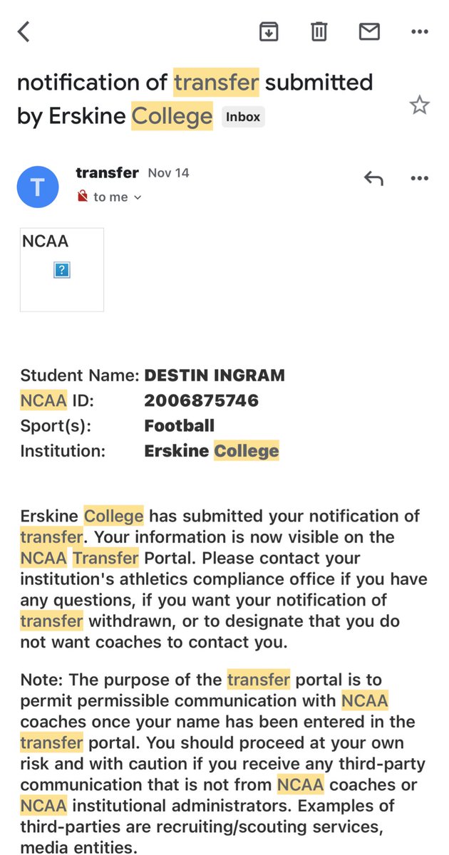 DestinIngram's tweet photo. 🚨6ft 3In 185LB Wide Receiver/ATH
Sophomore (COLLEGE)
Currently in D2 SAC CONFERENCE
Entering Transfer Portal -Redshirt &amp; 2 Years Left
LOOKING FOR A HOME WILL COME AND COMPETE FOR A SPOT!

Full film Link: https://t.co/GUyoh0n3Hc https://t.co/FNNS1sxtzQ