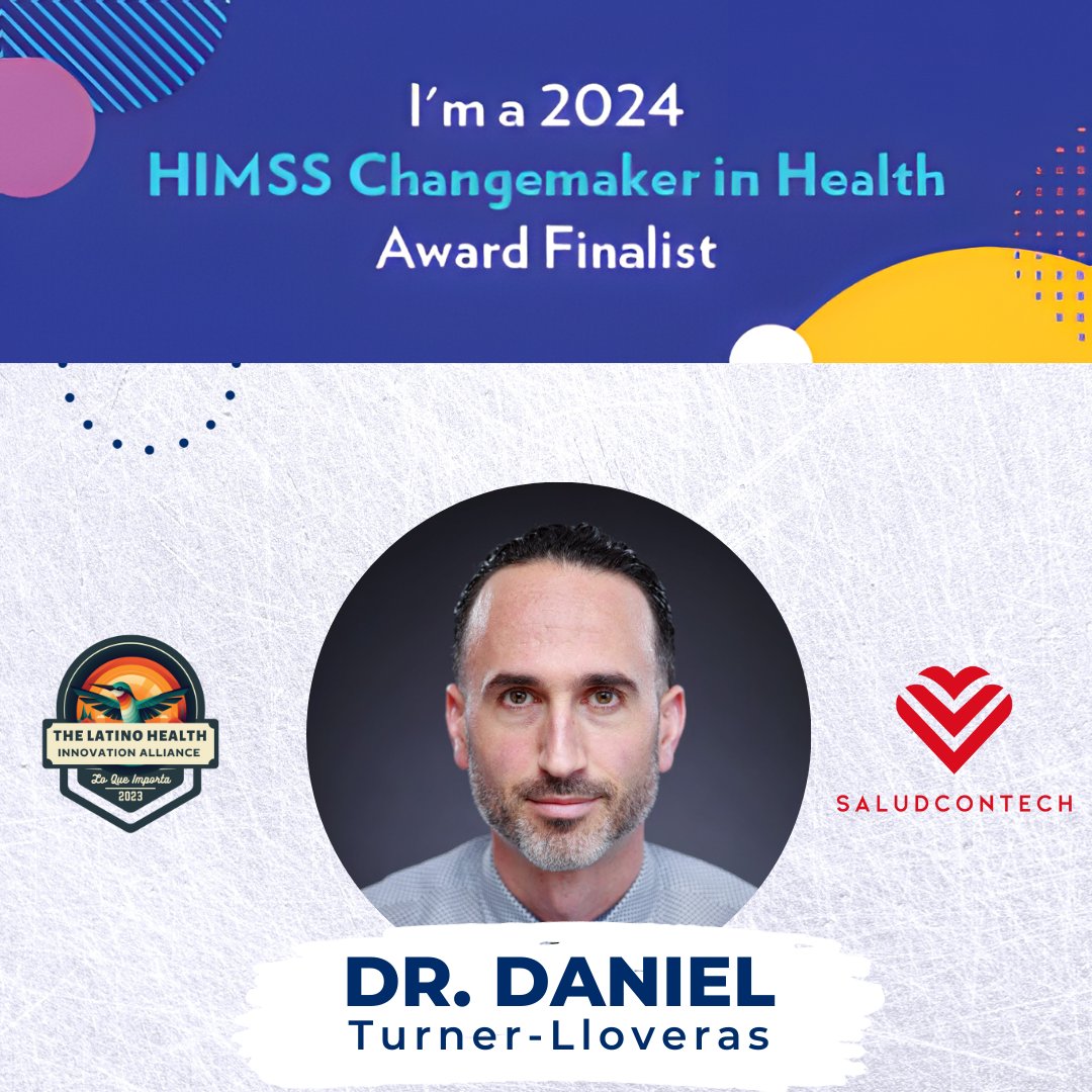 Exciting news! Dr. Daniel Turner-Lloveras is a finalist for the 2024 <a href="/HIMSS/">HIMSS</a> #Changemaker in Health Award. Join us in voting today for a candidate dedicated to Latino Health, Digital Health, and Health Equity! swiy.co/2024_HIMSS_Cha… #HIMSS2024 #HealthIT #DigitalHealth