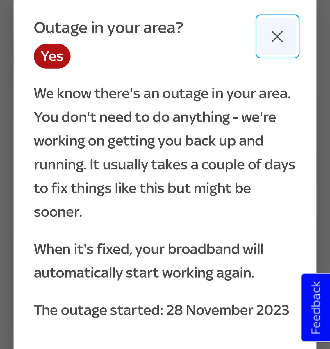 ⁦<a href="/SkyHelpTeam/">Sky Help Team</a>⁩  any more of an idea on recovery time this is pretty vague.
