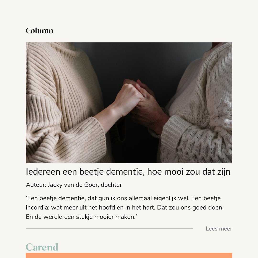 shossontwits's tweet photo. 'Mijn moeder belt, met een gebroken stem. Het is al de vijfde keer deze ochtend. Ik ben thuis aan het werk, zit met mijn hoofd in een offerte.'

Lees column 'Iedereen een beetje dementie, hoe mooi zou dat zijn' van dochter Jacky van de Goor: 
https://t.co/FlILI1cugY https://t.co/VhnfR5gKz6