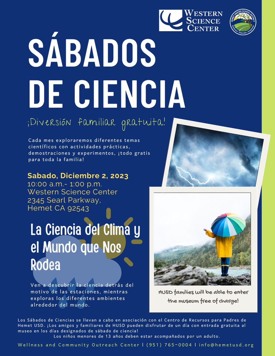 Hemet USD Wellness and Community Outreach Center (@husdparents) on Twitter photo SCIENCE SATURDAY: Science of Weather and the World Around Us. 12/2, 10am-1pm, <a href="/WesternCenter/">Western Science Center</a>, 2345 Searl Pkwy, Hemet, CA 92543.
Why Do We Have Seasons? – Help collect data to show how it is the tilt of the earth’s axis that is the reason for the seasons. SCIENCE SATURDAY: Science of Weather and the World Around Us. 12/2, 10am-1pm, <a href="/WesternCenter/">Western Science Center</a>, 2345 Searl Pkwy, Hemet, CA 92543.
Why Do We Have Seasons? – Help collect data to show how it is the tilt of the earth’s axis that is the reason for the seasons.
