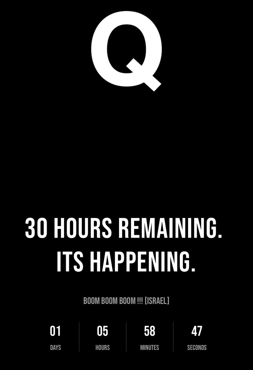 Q Clock hit zero and now says 30 hours remaining! Hell yeah! Let’s Go!!!

#TheStormIsUponUs
