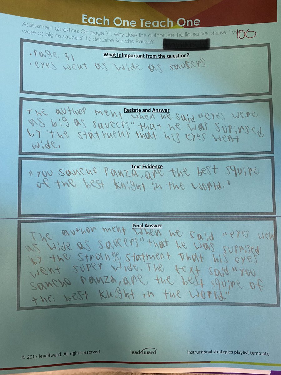 Practicing short constructed responses and figurative language skills with our Each One Teach One strategy. #plbuzz @PLSamHouston