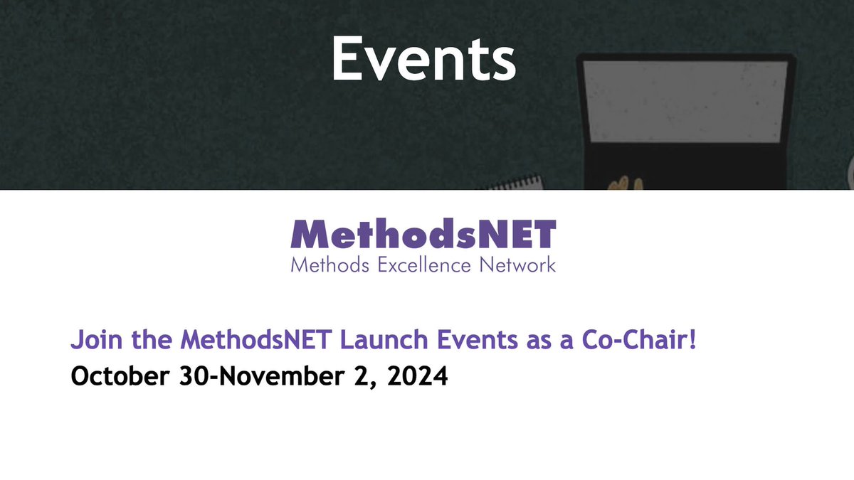 #MethodsNET is upgrading to a global membership-based association. 🗓️ You can join the Launch #Event (Oct. 30 to Nov. 2, 2024) as a Co-Chair. 🌟 If you wish to submit to be a co-chair, deadline is Dec 3, 2023. More info 👉 buff.ly/417ha1d