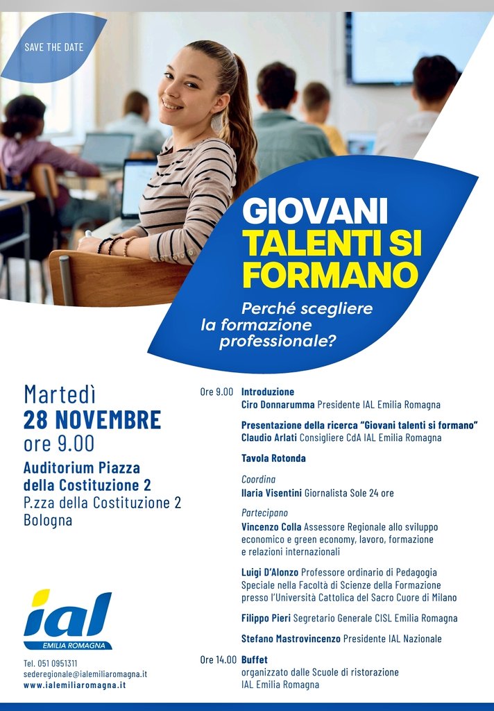 <a href="/smastrovincenzo/">StefanoMastrovincenz</a> da evento IAL ER "In un quadro demografico drammatico, con tassi di #dispersionescolastica alti, mancanza di #competenze richieste dalle #imprese, tanti #giovani senza qualifica né diploma, l'investimento su #istruzione_e_formazione_professionale è fondamentale"