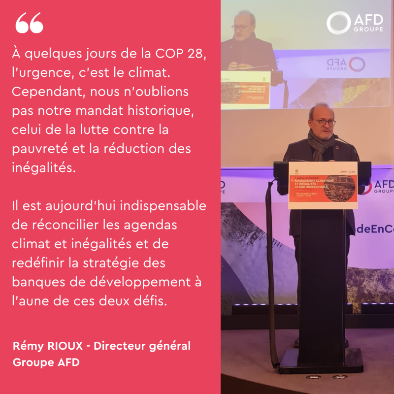 AFD_France's tweet photo. 💬#ExpertsAFD

Notre Directeur général @RiouxRemy &amp; notre Directeur des solutions de développement durable @gilleskleitz sont revenus aux côtés de @CecileDuflot, Directrice générale d'@oxfamfrance sur les liens entre lutte contre le changement climatique et contre les inégalités.