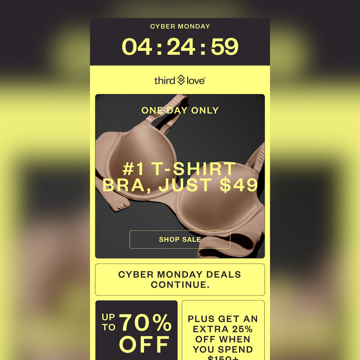 ThirdLove is bringing the heat this Cyber Monday with a huge countdown timer! Loving the design and the sense of urgency it brings. #CyberMonday #Deals

View the full email → buff.ly/3SXJMtv
