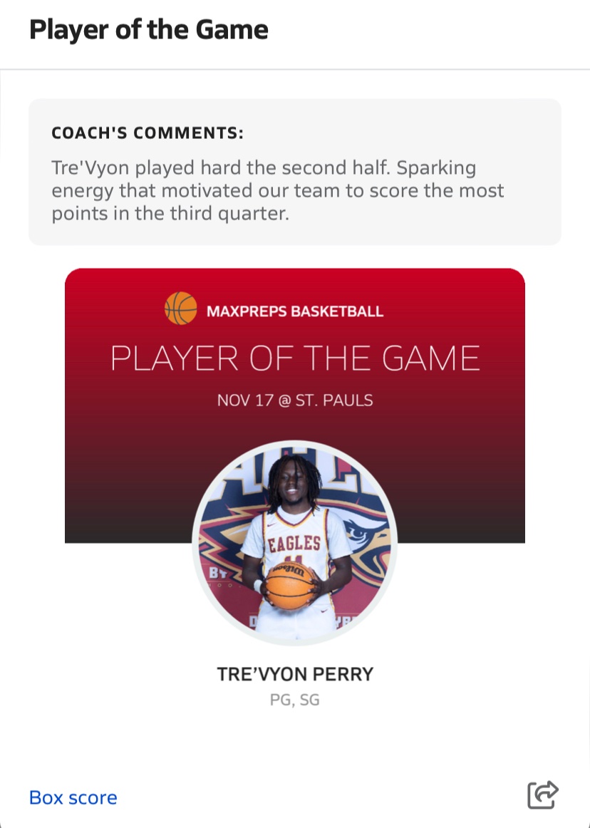 tperry2024's tweet photo. Blessed to be awarded MaxPreps Player of the Game !
#AGTG 🤞🏾 https://t.co/pg4dGZf9aJ