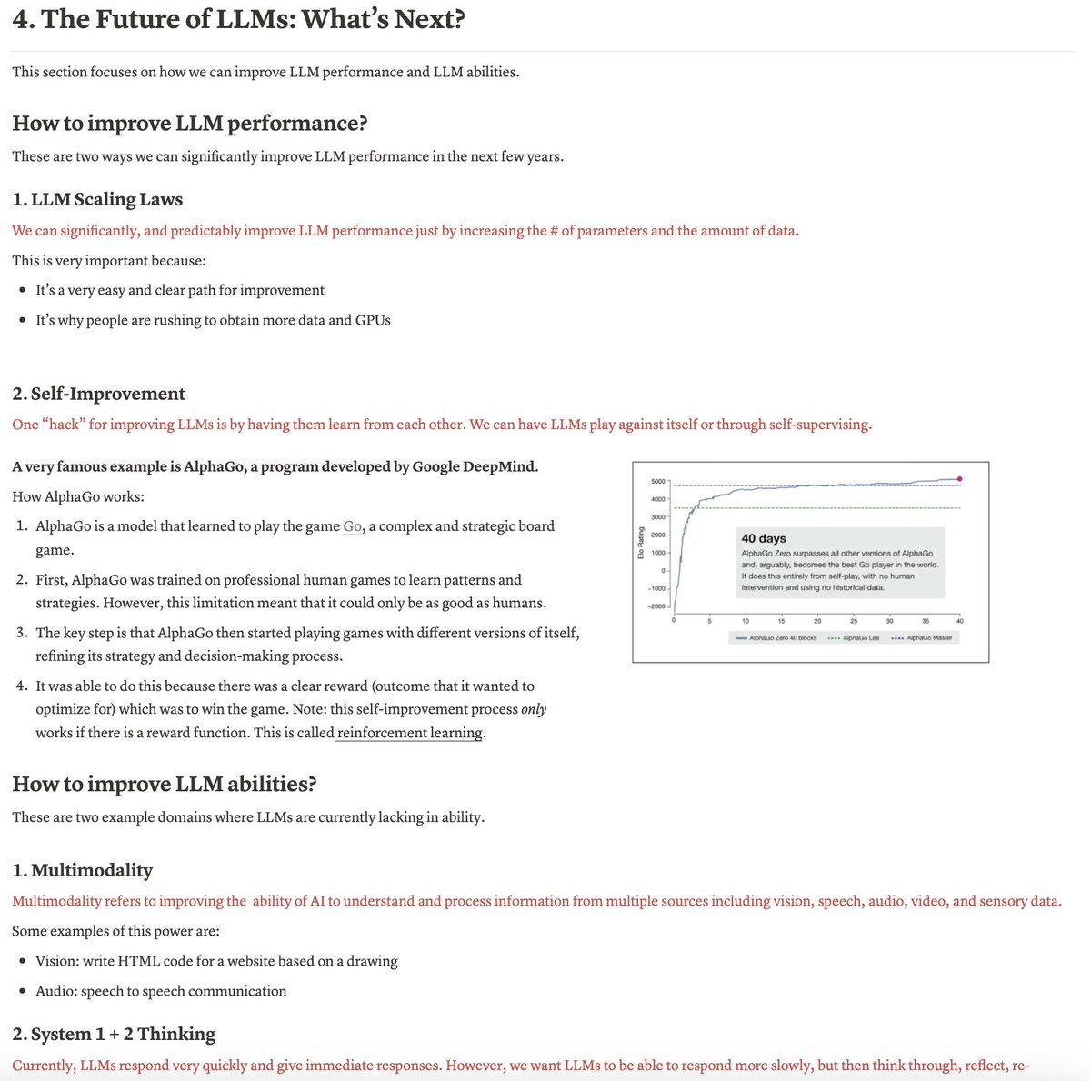 MilksandMatcha's tweet photo. I created a notes version of @karpathy's  "Intro to LLM" video for folks who don't have 1 hour 😀 (~5 min read)

I focused on making the document as holistic and easy to follow as possible, for all understanding levels. 

For example, 
> significant restructuring of the video content (he presents the steps of creating an LLM out of order)
> enriching with additional very-important topics
> making it less OpenAI/ ChatGPT focused (he makes it sound like the assistant model is the only output format of fine-tuning) 

Would love and appreciate any feedback on how to make these notes as useful and thorough as possible, and any recommendations for future videos/folks to watch. Hoping to continue making these documents and please share!

full notes: https://t.co/RdVgqkWc1w

Also, thanks to @scikud and @HarperSCarroll for their feedback ❤️