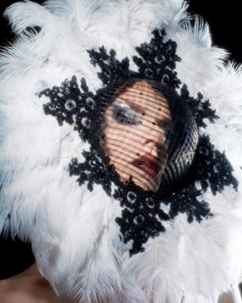 Capturing the ethereal in every feather. 🕊️✨ 
Presenting my latest creation, a one-of-a-kind headpiece inspired by the divine. 
Photo credit to the talented <a href="/EricMagnussen/">Eric Magnussen</a>.