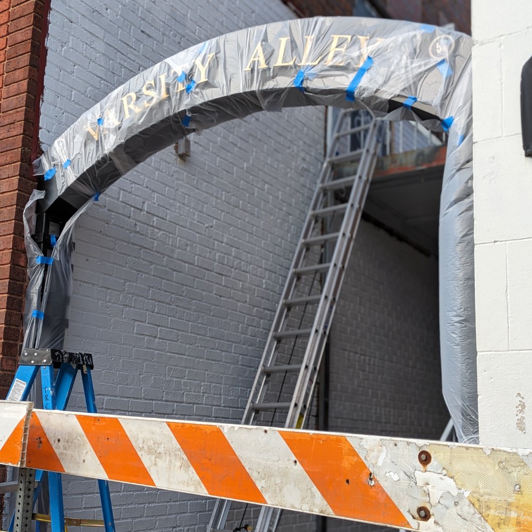 Beautification in progress! 
Downtown residents and visitors will soon see brighter, cleaner walls in Varsity Alley. It will receive a fresh coat of paint as part of efforts to beautify downtown.
The Town is funding the work as part of the Downtown Together plan implementation.