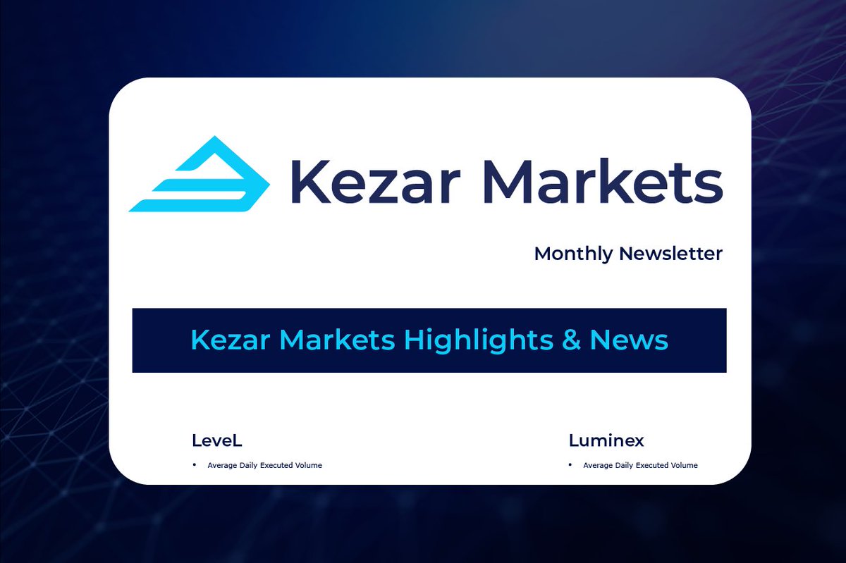 levelmarkets's tweet image. Are you interested in accessing our #trading statistics? Sign up for the monthly Kezar Markets Newsletter or visit our website for our latest developments and for @LeveLATS @LuminexTrading 
data points kezarmarkets.com
#tradingstatistics #capitalmarkets