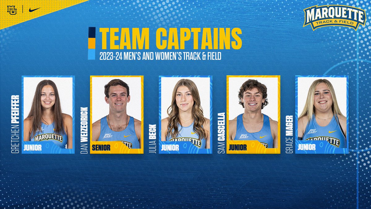 Excited to announce T&amp;F captains for the upcoming 2023-24 season!

📰 bit.ly/40VGf0J 

#WeAreMarquette