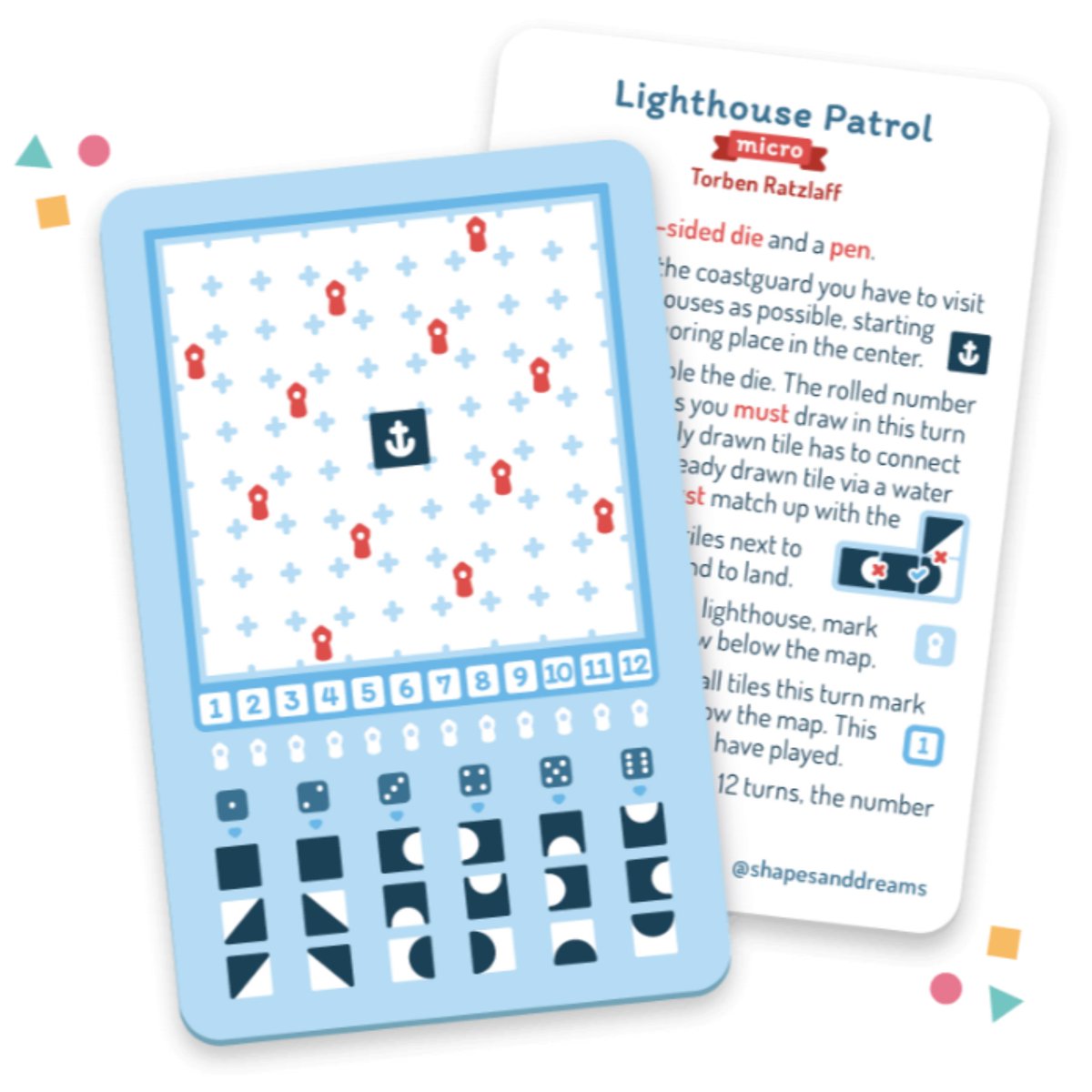 ShapesAndDreams's tweet photo. We have big updates for Beacon Patrol coming soon 🌟

So subscribe to my newsletter to never miss any of them and also get your free copy of my micro roll-and-write game 🎲🛟

https://t.co/3tucv0ZQbE

#boardgames #gamedev #indiegame https://t.co/vQM26hrO7w
