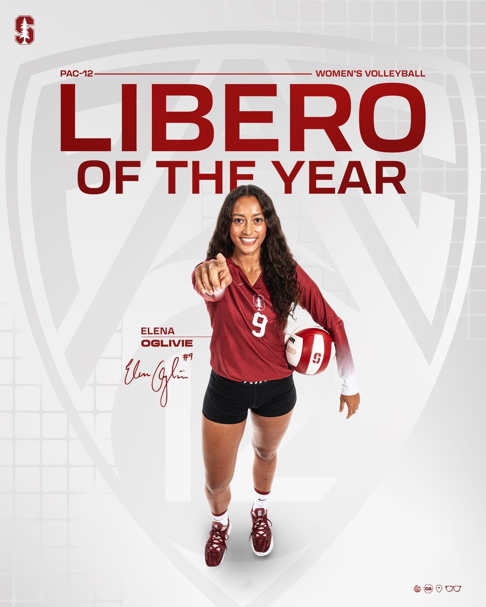 StanfordWVB's tweet image. She’s got that ‘it’ factor 😏

Elena Oglivie is the second Cardinal to win multiple @pac12conference Libero of the Year awards 👏

#GoStanford