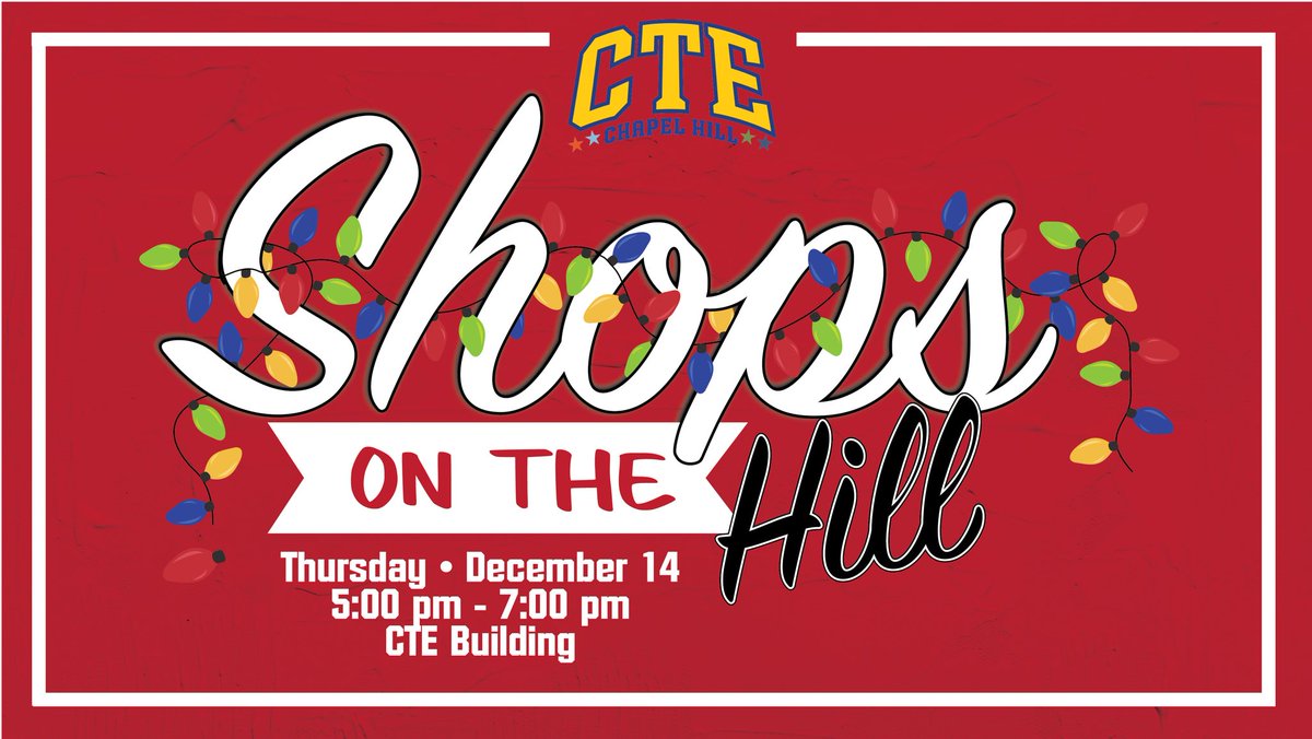 Our CTE Pathways are gearing up for our annual Shops on the Hill! 

Make sure to save the date in your calendar so you don’t forget AND stay tuned as we begin posting products and prices 🎄