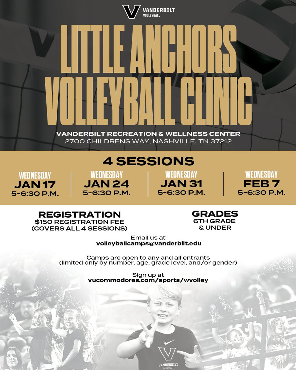 Designed for players who are just being introduced to volleyball, our Little Anchors Clinic is a perfect way to hone those budding skills! 

Sign ups are now open: bit.ly/3Rl8ZwP

#AnchorDown