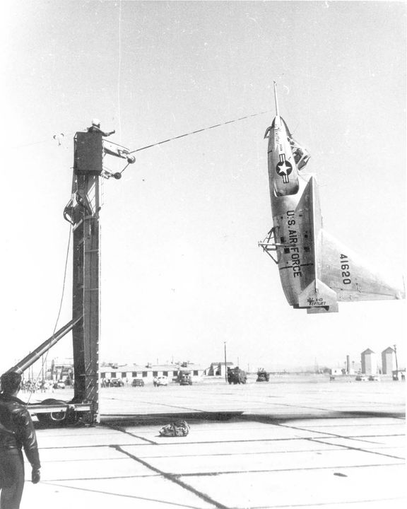 airandspace's tweet photo. On #TDIH in 1956, the Ryan X-13 Vertijet made its first transition from horizontal to vertical flight and back again. Its lightweight design made it possible, as it took off from a mobile launch and recovery platform. https://t.co/0T1FiPZj8q
