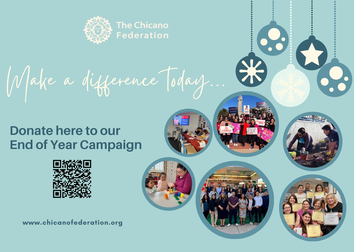 Make an impact TODAY!
Join us this #GivingTuesday and make an end-of-year donation in support of our mission. We can't do the work without our familia.
Donate now: chicanofederation.salsalabs.org/2023EndofYearC…