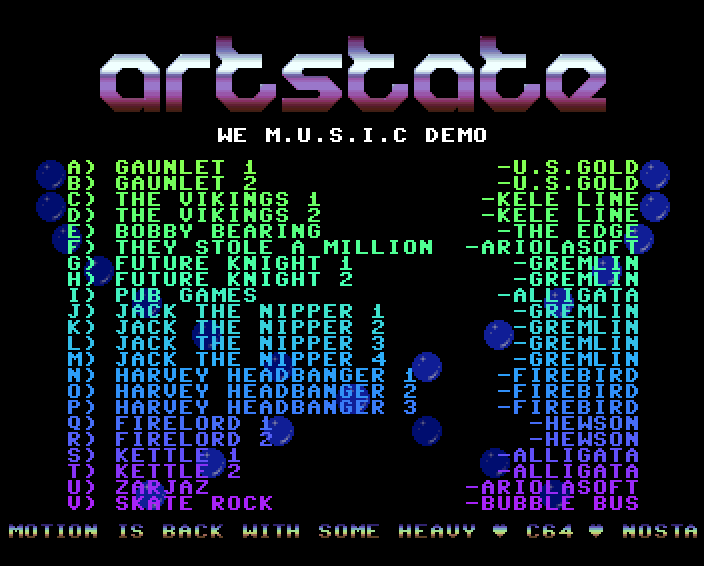A superb and highly nostalgic #Amiga release from Motion of Artstate has just landed!  
The  WE  M.U.S.I C  Demo.   
Fans of C64 heroes  Ben Daglish, and Tony Crowther roll up.  I was thrilled to make scrolltext for this.
- pouet.net/prod.php?which…
- demozoo.org/productions/33…
