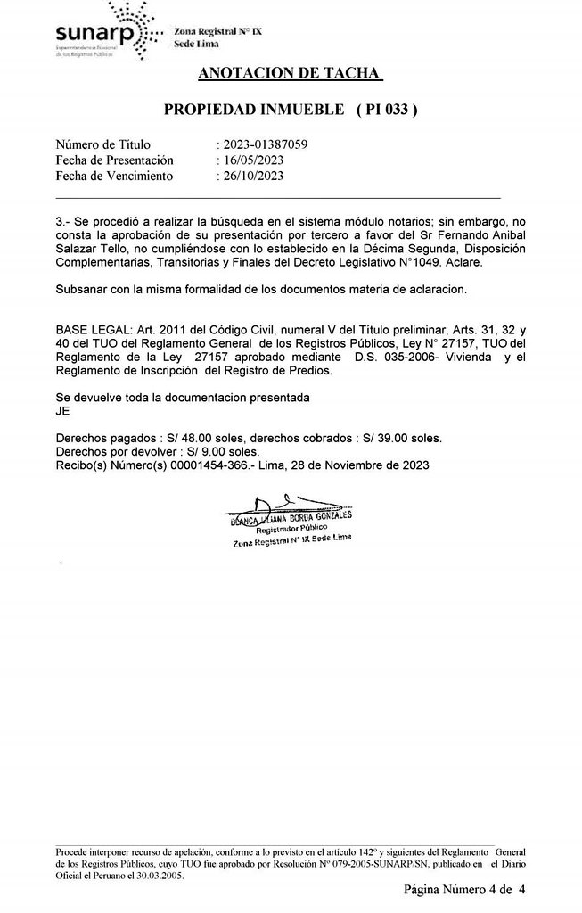 REGISTROS PÚBLICOS TACHA POR CADUCIDAD TÍTULO DE FERNANDO SALAZAR CUYA SEGUNDA APELACIÓN ANTE EL TRIBUNAL REGISTRAL FUE DECLARADA IMPROCEDENTE
Y se van cayendo los castillos de naipes y leyendas urbanas promovida por una pandilla* de palquistas.
Ahora la denuncia en curso ante
