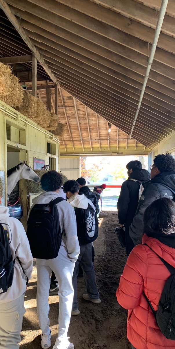 NYRA recently welcomed a group of Sewanhaka Central High School District students to Belmont Park to learn about the wide variety of career opportunities in horse racing. The group took in morning training, toured some barns and spoke to a panel of current NYRA employees.