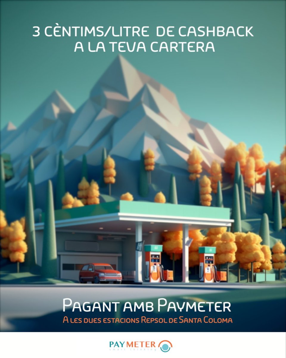 PAYMETERAPP's tweet photo. Tu fas un clic, nosaltres et tornem diners. Així de fàcil 🤜🤛

Com? Pagant amb la nostra app
On? A les estacions Repsol de Santa Coloma

#andorra #mobilitat #apparcar #benzina https://t.co/tDtAOtMVfK