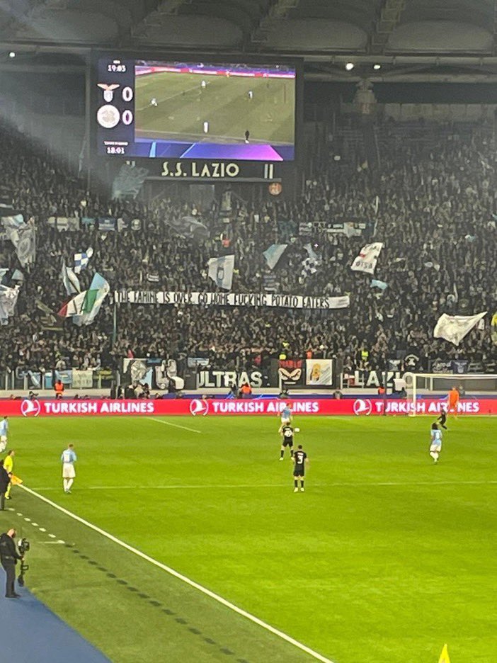 Lazio banners against Celtic this evening