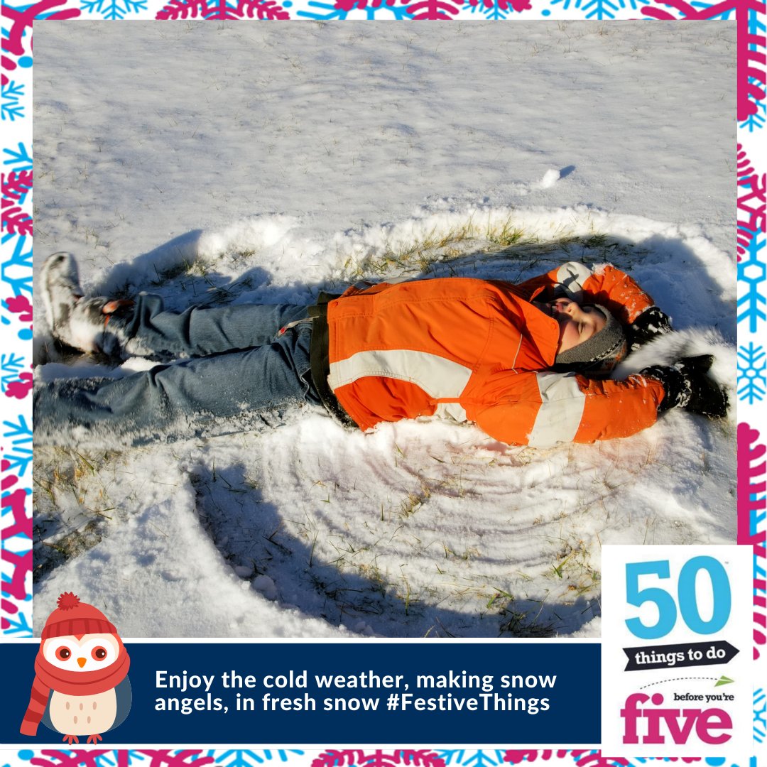 Brrrr ❄️ Enjoy the cold weather. Make snow angels in fresh snow. Decorate with sticks and leaves. Learn more with the 50 Things Brrrr activity 50 Things to Do Before You're Five bit.ly/FestiveThings #FestiveThings #Cambridgeshire #Peterborough #BeWinterWise #LearnTogether