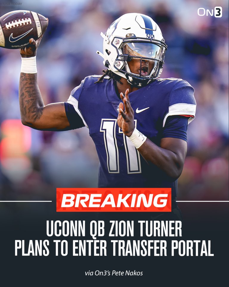 Pete Nakos (@petenakos_) on Twitter photo UConn QB Zion Turner plans to enter the transfer portal, he tells <a href="/On3sports/">On3</a>, with 3 years of eligibility remaining. Former three-star was 37-2 as a starter at St. Thomas Aquinas.
A true freshman in 2022, he led the Huskies to a bowl game.
on3.com/transfer-porta… UConn QB Zion Turner plans to enter the transfer portal, he tells <a href="/On3sports/">On3</a>, with 3 years of eligibility remaining. Former three-star was 37-2 as a starter at St. Thomas Aquinas.
A true freshman in 2022, he led the Huskies to a bowl game.
on3.com/transfer-porta…