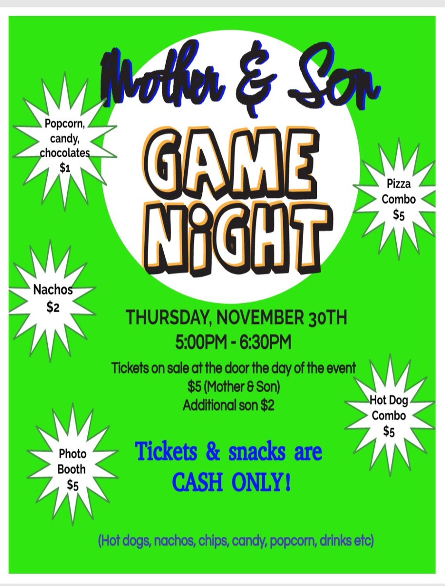 @Presa_Wildcats @presa_library @Banegas19Wendy @AlexCamack @YISD_enEspanol Wildcats 🐾, We are having our First Mother & Son Game Night this Thursday, November 30th at 5pm. Join us for games, food 😋, & fun 😄. #BowUp #WeArePresa #WeDeliverExcellence #THEDISTRICT