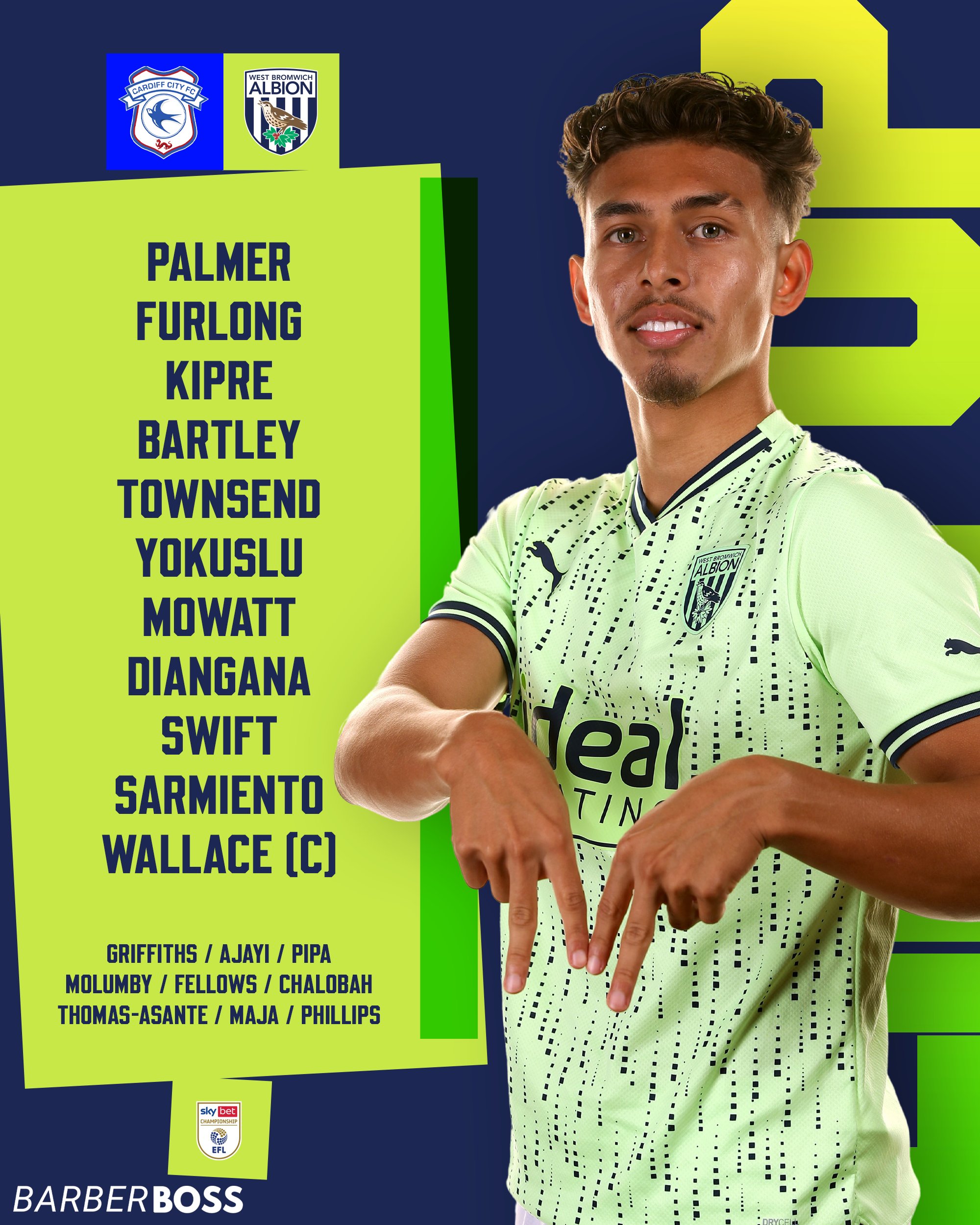 West Bromwich Albion on X: Here's your Albion XI to take on the Bluebirds!  📋 𝐔𝐓𝐀! 💚 @BarberbossUK