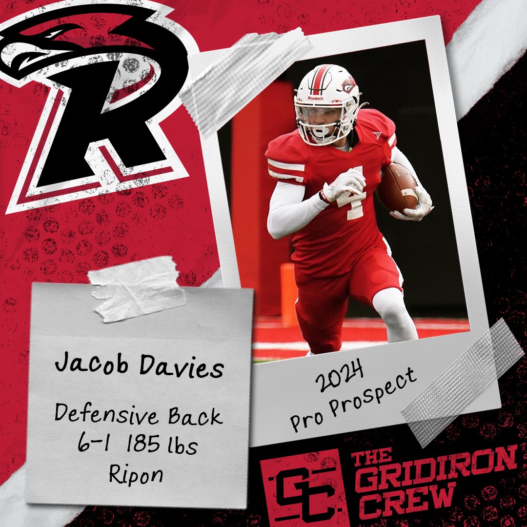 Gridiron_Crew's tweet photo. ⚠️ Attention Pro Scouts, Coaches, and GMs ⚠️

You need to look at 2024 Pro Prospect, Jacob Davies @JacobDavies03, a DB from @RiponRedHawkFB

👀 See our Interview: https://t.co/v6euD0LQvS

#2024ProProspect #DraftTwitter #NFLDraft #NFL #CFLDraft #CFL #ProFootball 🏈 https://t.co/6I2QwKP0NV
