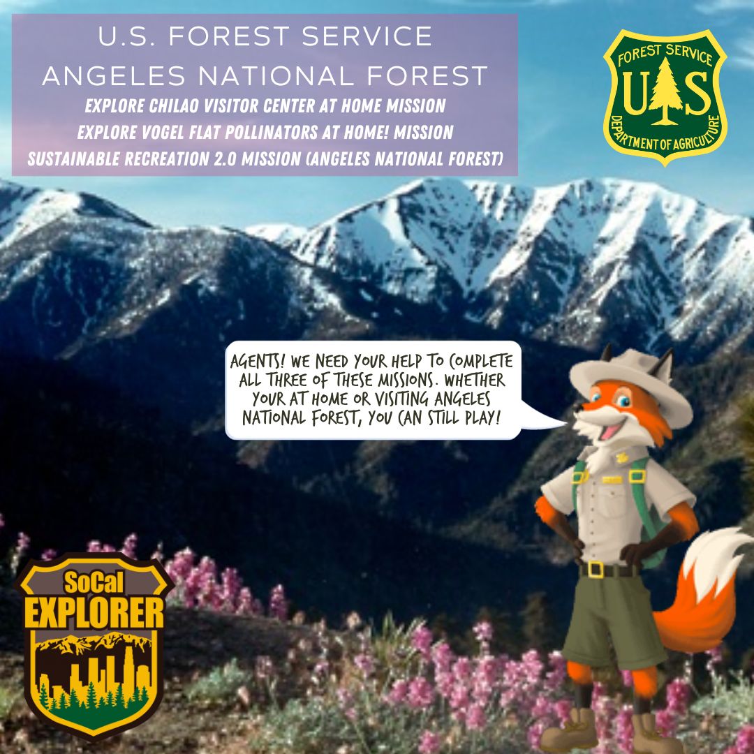 Hey there Agents! The @Angeles_NF has TWO virtual and ONE on-site Mission at the Angeles National Forest! We need you Agent! #SoCalExplorer