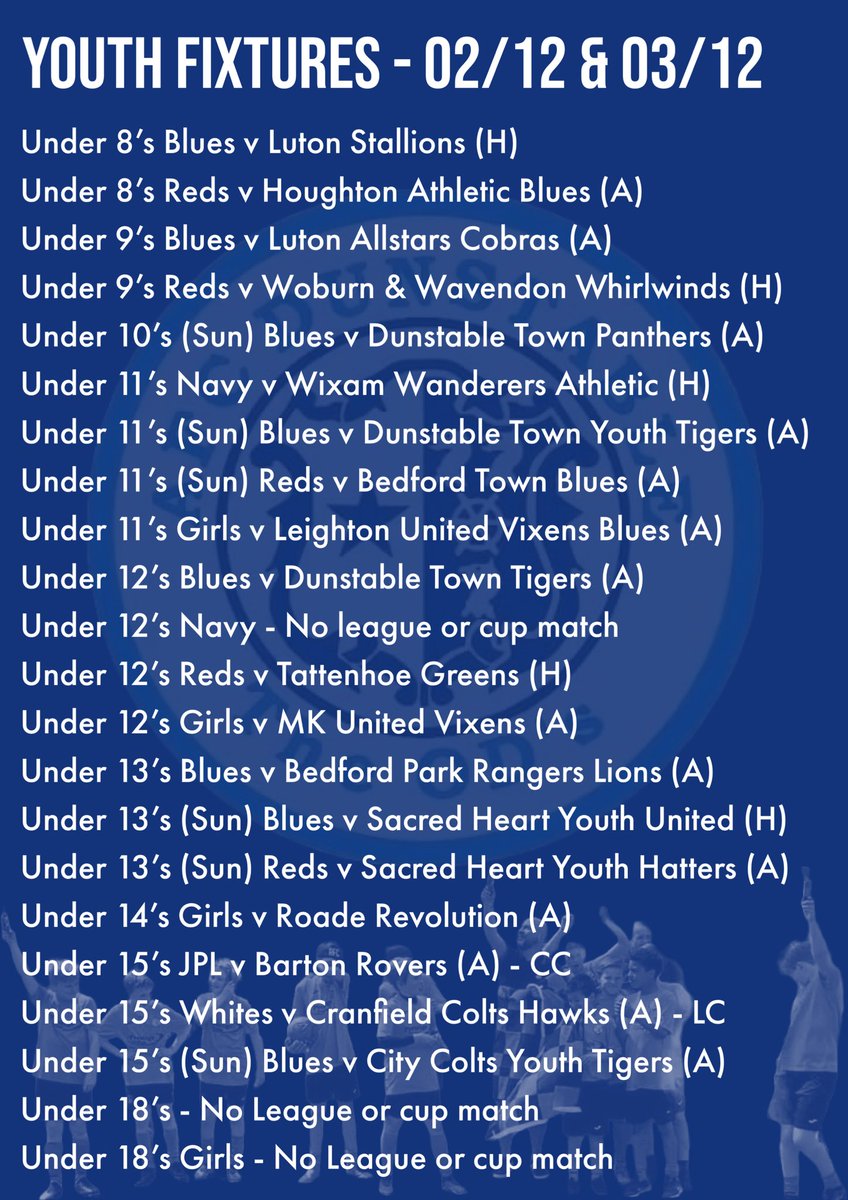 FIXTURES | This coming weekends youth fixtures.