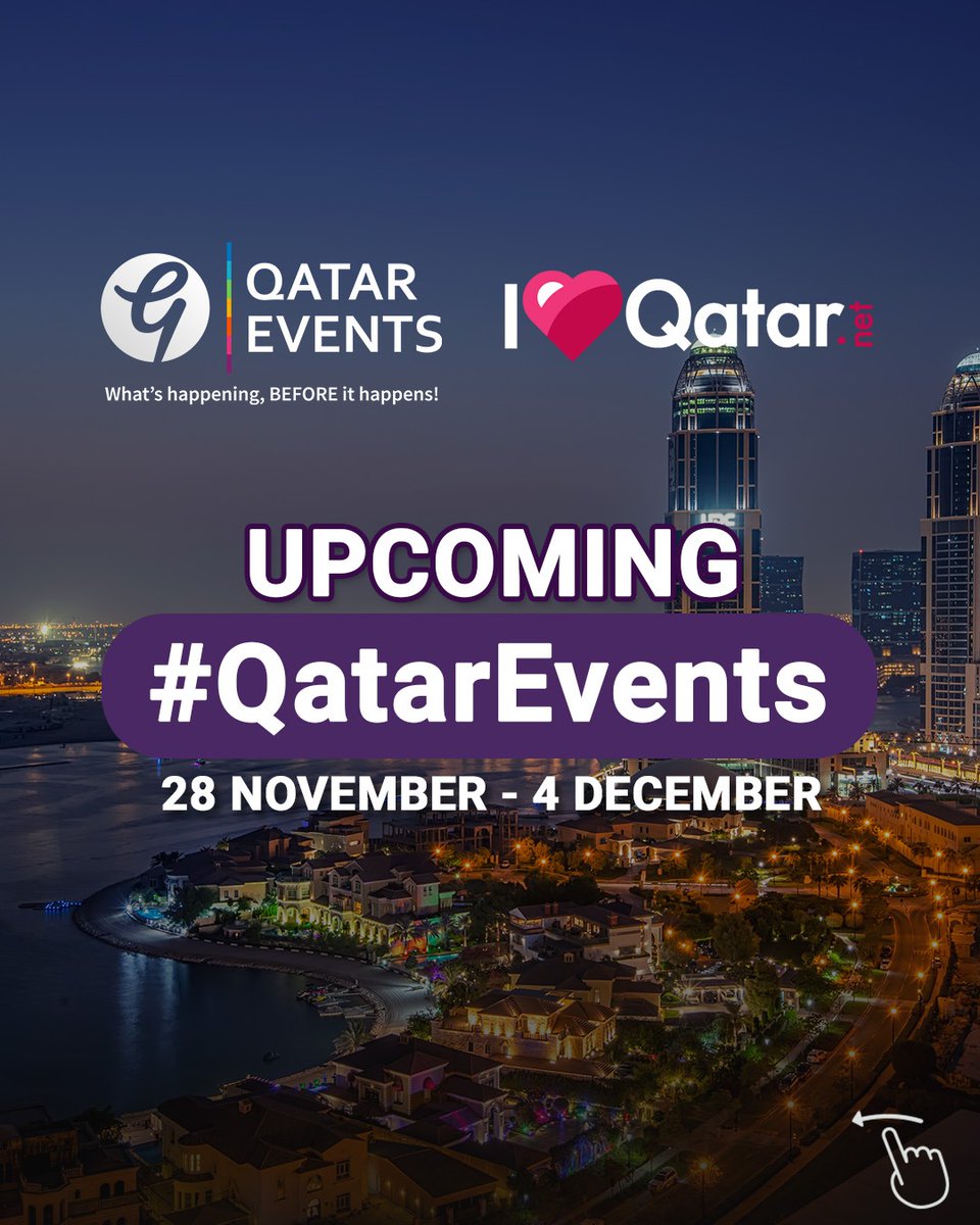qatarevents's tweet photo. 🤩Looking for the events this week? Here are some of the events you shouldn't miss this week! 👈🏻
#Doha #Qatar #ILoveQatar #QatarEvents #QatarEventsApp #Qatar2023 #EventsinQatar #EventsinDoha #qatarliving #Expo2023doha #DohaEvents #TeebAlHazm https://t.co/JNhKjMMsT6