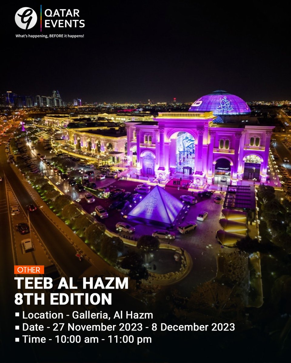 qatarevents's tweet photo. 🤩Looking for the events this week? Here are some of the events you shouldn't miss this week! 👈🏻
#Doha #Qatar #ILoveQatar #QatarEvents #QatarEventsApp #Qatar2023 #EventsinQatar #EventsinDoha #qatarliving #Expo2023doha #DohaEvents #TeebAlHazm https://t.co/JNhKjMMsT6
