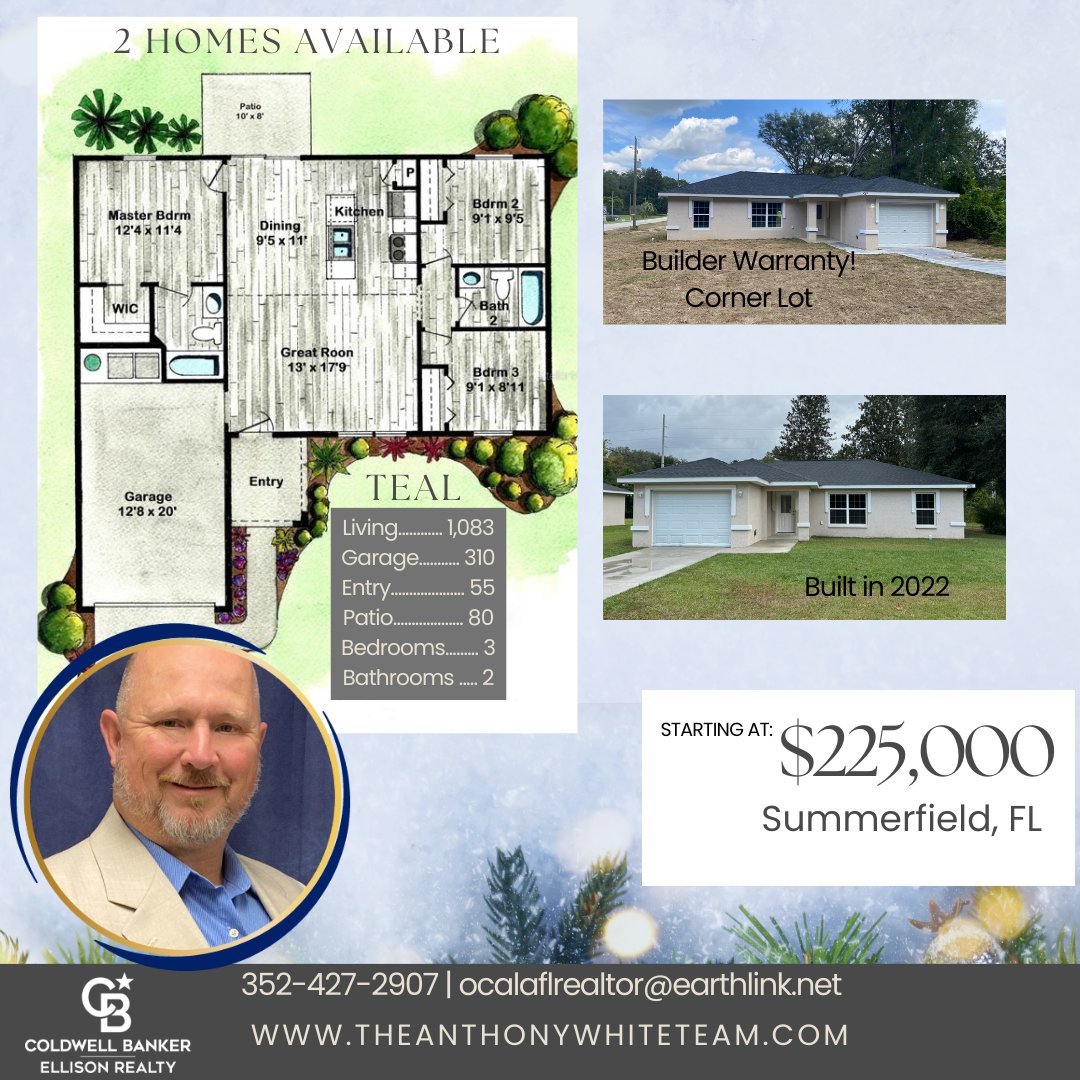 Teal Models available! New construction and previously owned homes - Move in ready!
Click to learn more:
theanthonywhiteteam.com/3089-se-145th-…
theanthonywhiteteam.com/3126-se-144th-…
#theanthonywhiteteam #weloveocala #Coldwellbanker #ellisonrealty #ocalarealtor #ocalafl #ocalarealestate #builderwarranty