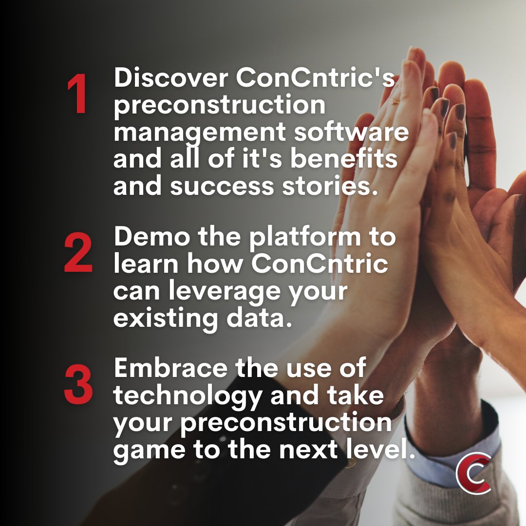 concntric's tweet image. Starting off the new year right means starting with ConCntric now.

Leave the fragmented tools you’re using behind and instead embrace efficiency, reduced risks, and increased project success. Book a demo with us at: concntric.com/book-a-demo/.

#preconstructionsoftware