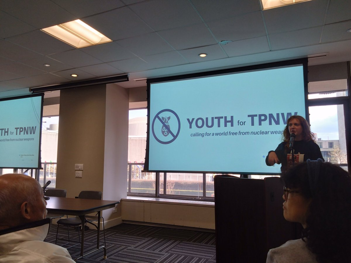 The amazing @mollymmcginty (@Youth4TPNW ) kicking off the second #YouthMSP at the #TPNW2MSP ! #NuclearBanWeek