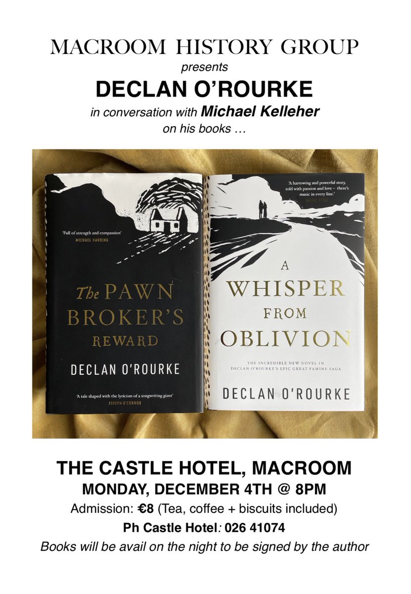 As I have not been to Macroom since 2018 when I saw the Ua Buachalla cottage for the first time, to even visit Macroom next week, let alone have a night dedicated to my books, just off the Square itself, will be a pilgrimage of sorts and one I am very excited for. 

With spaces