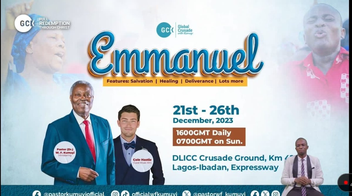 Olutobix's tweet photo. And @TheGCKHQ flight comes back to Lagos, Nigeria.

December GCK will be in Lagos, at DLICC

"Emmanuel"

God, this Emmanuel GCK will be mine indeed in Jesus's name. https://t.co/1Uh0jkbb2t