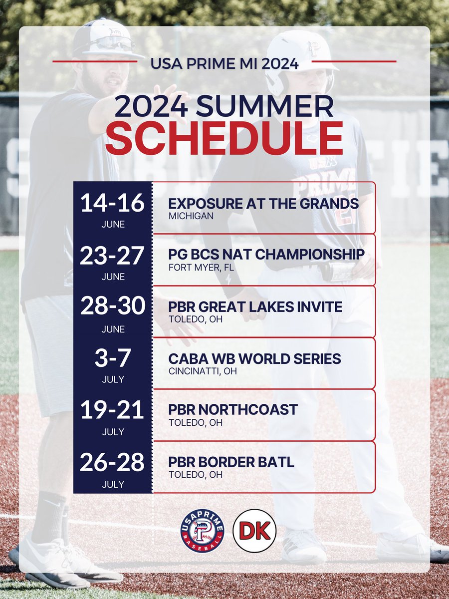 MidlandAmer16U's tweet photo. Looking forward to a competitive summer!! 

Schedule drop ⬇️ 

#PrimeRecruits #PrimeOnTop https://t.co/aOBsGx4FDd