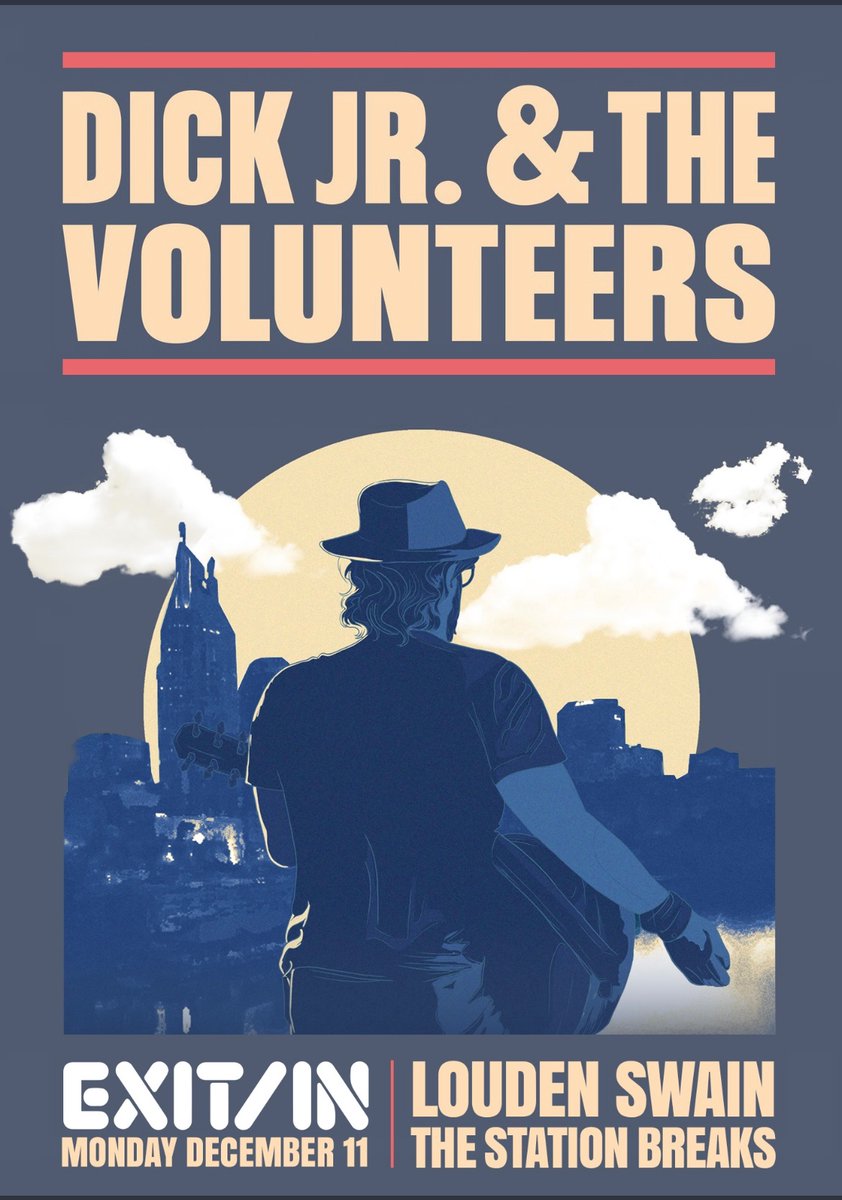 dicksp8jr's tweet photo. Screw you, Covid - WE’RE BACK! Come see my band “Dick Jr. & the Volunteers” finally make our long awaited Nashville (hometown) debut alongside @LoudenSwain1 @StationBreaks & @emmaleefitz at the legendary @EXIT_IN on Dec. 11! (poster art by @twicksterart)
https://t.co/3jMT5ZU23E https://t.co/nA6fyt2hVm