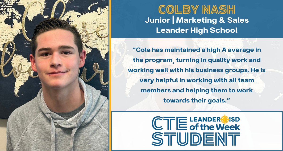 Colby Nash at @RouseHighSchool is the #1LISD CTE Student of the Month! “Colby works well with his business groups. I often hear engaging & thought-provoking conversation as they work together to solve their group’s problems,” his teacher said. Read more: bit.ly/49YsRNA