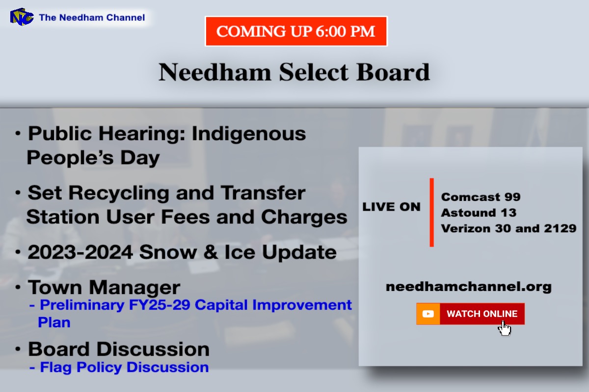NeedhamChannel's tweet image. wo Meetings will be carried live on #theneedhamchannel tonight. Check out the highlights of meeting agenda below. #needhamma