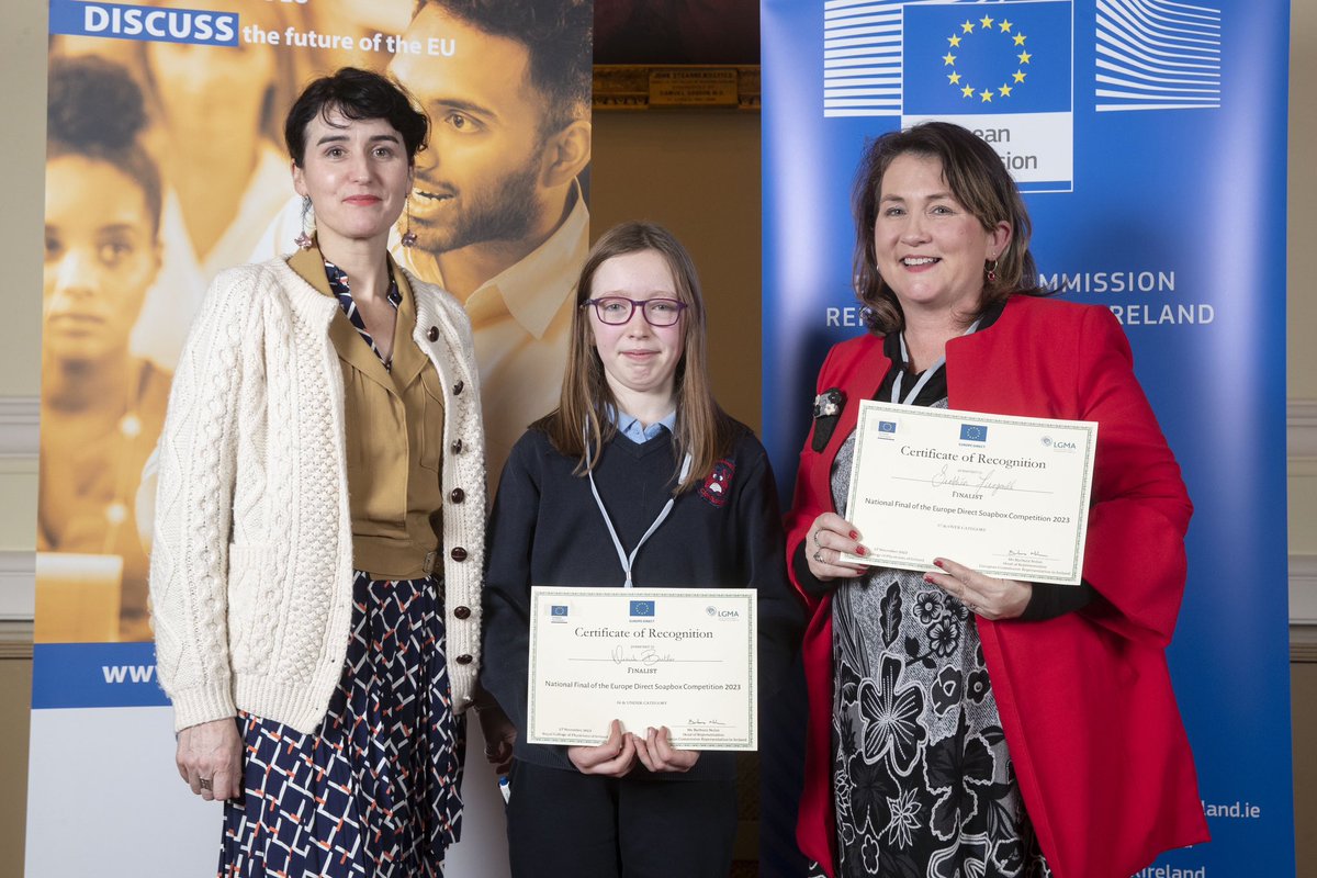 Fantastic day yesterday at the Europe Direct Soapbox Grand Final where 15 competitors debated ‘There’s no such thing as a vote that doesn’t matter’. Congrats to all the finalists and overall winners Annabelle Bogue, Our Lady’s Castleblaney and Rosa Ryan, The Ursuline Thurles!