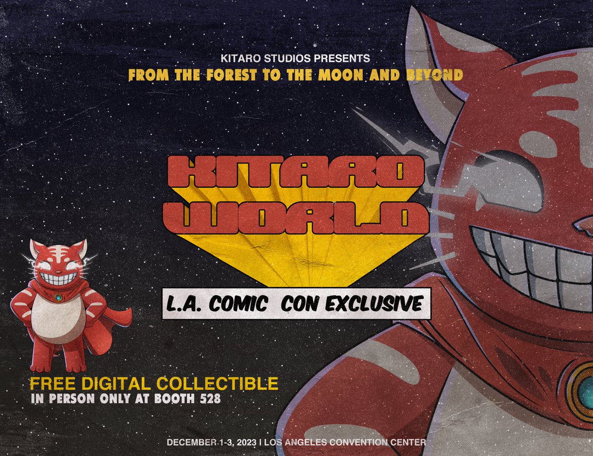KitaroStudios's tweet photo. Kitaro Fam,

We are excited to share that we will be at @comicconla (L.A. Comic Con) this year, Dec. 1-3.

Stop by BOOTH 528 and get a free Comic Con Exclusive digital collectible.

Special thanks to @Superneal for having us! https://t.co/K32HqBLjPZ
